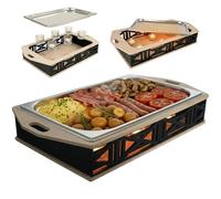 CAWI BBQ-Boards HeatBoard - scaldavivande per grigliate | Piatto da portata con supporto in acciaio inox & funzione tealight | Piastra riscaldante per carne e contorni | Accessori per barbecue con