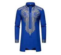 Caxndycing Abbigliamento musulmano per gli uomini, due pezzi tuta girocollo ricamo manica lunga cappotto+pantaloni sciolti semplici stile etnico abbigliamento musulmano per preghiere ed escursioni