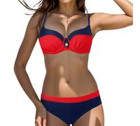 Caxndycing Bikini da donna, in due pezzi, set push up, per la pancia, sexy, per il controllo della pancia, per lo sport, modellazione, in due pezzi, spiaggia, vacanze, alla moda, Colore: rosso, XXL
