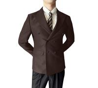 Caxndycing Blazer, giacca classica da uomo, a doppio petto Peacoat, slim fit, sportiva, per il tempo libero, per il lavoro, per il tempo libero, trench, marrone, XXXL