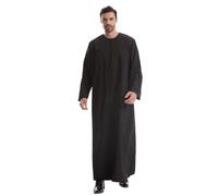 Caxndycing Caftano Abbigliamento da preghiera da uomo Islam Nero Abaya Uomo Manica Lunga Abbigliamento Arabo Thobe con Borse Regali islamici Abbigliamento Islamico Djellaba Jalabiya