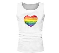 Caxndycing Canotta arcobaleno da uomo con stampa a cuore LGBTQ Bandiera Community CSD Pride Canotta Gay Love Pride Uguaglianza Gilet arcobaleno, bianco, M