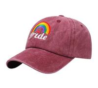 Caxndycing Cappello da baseball arcobaleno Gay Pride Flag Snapback Cappello LGBTQ Accessori Copricapo Festival Estivo Cappello da sole per donna e uomo CSD Party Cap Parade Outfit, Vino, Taglia unica
