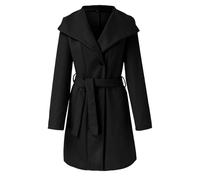 Caxndycing Cappotto di lana da donna, invernale, caldo, trench, elegante, lungo, giacca a maniche lunghe, tinta unita, cappotto invernale in cotone, per le mezze stagioni, classico, business, giacca a
