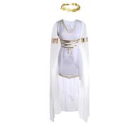 Caxndycing Costume da cosplay da donna Cleopatra dea greca antico guerriero romano uniforme vestito per Halloween Party egiziano Faraone Cleopatra Regina Costume, bianco, S