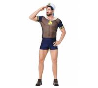 Caxndycing Costume da Halloween da uomo, per adulti, riflettente, per il pompiere, in un pezzo, sexy, per il gioco di ruolo, per la discoteca