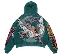 Caxndycing Costume di Halloween da uomo, con scheletro, a maniche lunghe, con teschio, oversize, felpa da uomo, streetwear, giacca con cappuccio, alla moda, Y2K, con cappuccio Gothic Punk Crop Top