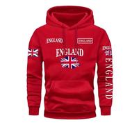 Caxndycing Felpa con cappuccio da uomo con bandiera del Regno Unito, felpa con cappuccio, con coulisse, per il tempo libero, per uomo, autunno, inverno, maglione regolare, Colore: rosso, XXL