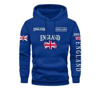Caxndycing Felpa con cappuccio da uomo con bandiera del Regno Unito, felpa con cappuccio, con coulisse, per il tempo libero, per uomo, autunno, inverno, maglione regolare, Blu, L