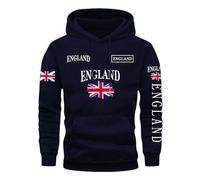Caxndycing Felpa con cappuccio da uomo con bandiera del Regno Unito, felpa con cappuccio, con coulisse, per il tempo libero, per uomo, autunno, inverno, maglione regolare, Blu mare, XL