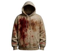 Caxndycing Felpa con cappuccio per Halloween, da uomo, con stampa 3D, con cappuccio e coulisse, a maniche lunghe, oversize, vintage, horror, f, 3XL