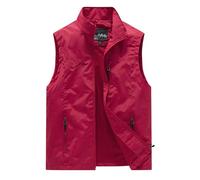 Caxndycing Giubbotto della giungla da campeggio, per il tempo libero, per la caccia, per l'escursionismo, per lo sport, da viaggio, per la caccia, per il pescatore, con molte tasche, Colore: rosso