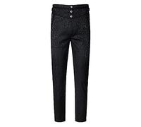 Caxndycing Gothic - Pantaloni da uomo vintage lunghi, jacquard, stile medievale, rinascimentale, in stile retrò, slim fit, per il tempo libero vichingo, pirata, costume da carnevale, Nero , L