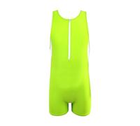 Caxndycing Jumpsuit - Body intero da uomo, per adulti, tutina sportiva, in tinta unita, biancheria intima elasticizzata, senza maniche, con bottoni, verde, L