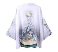 Caxndycing Kimono da uomo in stile giapponese, con stampa etnica a 3/4, maniche sottili, drago, stampa con drago, top primavera-estate, alla moda, accappatoi, camicia da notte, camicia da spiaggia,