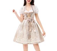Caxndycing Oktoberfest, vestito da donna Dirndl, set completo da donna, con 3 pezzi, abito tradizionale rockabilly, abito da ballo di fine anno, abito vintage a maniche corte, giallo., L