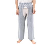 Caxndycing Pantaloni da riabilitazione, da donna, da uomo, lateralmente, aperti, lunghi, per la cura del paziente, con cavallo aperto, casual, grigio., XXL