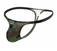 Caxndycing Perizoma da uomo sexy mutande mimetiche a basso rise thong taglie grandi biancheria intima sexy da uomo, Verde militare., S