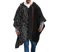 Caxndycing Poncho da uomo con cappuccio Clint Eastwood Poncho, coperta casual con cappuccio, poncho per uomo, orlo irregolare con cappuccio, comodo abbigliamento da casa alla moda Streetwear, Nero