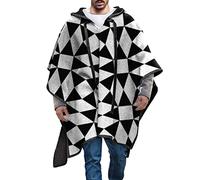 Caxndycing Poncho Uomo Calda Coperta Fatto A Mano Poncho Cappotto Inverno Cowboy Hippie Giacca Alpaca Lana Chic Poncho Anda Irregolare Cappotto Asimmetrico, Nero 02., XL