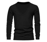 Caxndycing, sottoveste da uomo, a maniche lunghe, con scollo profondo a V, in cotone pettinato, con scollo profondo, a maniche lunghe, ad alta elasticità, a forma di figura, morbido, leggero, casual