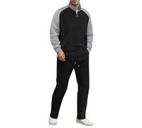 Caxndycing Tuta da allenamento da uomo a nido d'ape, set da uomo e da jogging, senza cappuccio, tuta sportiva, 2 pezzi, traspirante, per il tempo libero, con blocco di colori, grigio., 3XL