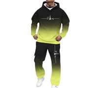 Caxndycing Tuta da jogging da uomo con sfumatura di colore, invernale, calda, per il tempo libero, Y2K, Hip Hop, jogging, per il tempo libero, per la casa, con cappuccio, giallo chiaro., 4XL
