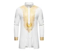 Caxndycing Uomo Middle East Thobe con Pantaloni Uomo Musulmano Manica Lunga Thobe Allentato Caftano Dubai Arabo Caftano Abbigliamento Uomo Costume Islamico Dashiki Africano per Uomo Abiti Abiti