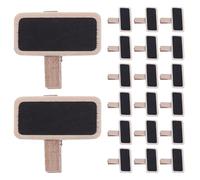 CAXUSD 100 Pezzi 100 Mini Lavagne con Clip in Legno Nero Rettangolari, Etichette Lavagna Cancellabili per Buffet, Decorazioni Feste e Promemoria Fotografici, Porta Cartelli da Tavolo per