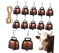 CAXUSD 12pezzi Campanacci Per Animali Da Fattoria Campanaccio Da Mucca Piccolo in Bronzo Campanacci Rustici Per Mucche Cavalli Pecore Anti-smarrimento