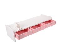 CAXUSD 1pezzi Supporto Monitor da Scrivania Alzata per Laptop con Organizer Rialzo Fisso Ergonomico e Resistente Mensola Salvaspazio per Ufficio e Studio Design Durevole in Rosa e Bianco