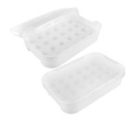CAXUSD 2 Contenitori Uova Frigorifero Trasparenti Impilabili Caselle Plastica Organizzazione Fridge Bianco