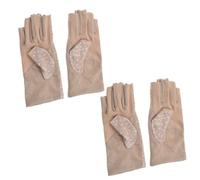 CAXUSD 2 Paia di Guanti da Guida da Donna Antiriflesso in Cotone Traspirante, Mezza Dita, Sottili e Resistenti per Protezione Solare e Sport come Jogging e Arrampicata