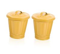 CAXUSD 2pezzi Cestino Da Scrivania in Ferro Zincato Con Coperchio Pattumiera Mini Per Ufficio E Casa Contenitore Per Rifiuti Da Tavolo Design Compatto E Resistente Per Ambienti Moderni