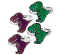 CAXUSD 4 Anelli Del Cambiamento D'umore Per Bambini e Ragazze Cambio Colore Termico a Tema Dinosauro, Anelli Aperti Regolabili Che Riflettono Lo Stato D'animo e Si Abbinano a Qualsiasi Outfit