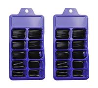 CAXUSD Ballerina Fake Nails Full Cover Fake Nails 200 Pezzi in Plastica Nera Facili da Applicare per Danzare e Weekend Romantici