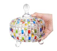 CAXUSD Barattolo per Dolcetti in Vetro Trasparente con Sigillante Design Colorato Retro Contenitore Decorativo per Caramelle Biscotti e Snack