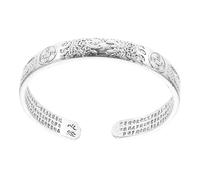 CAXUSD Bracciale Aperto Vintage in Resistente per e Donna Design Buddista in Cinese Unisex con Incisioni per Fortuna e Quotidiano