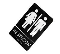 CAXUSD Cartello per Bagno Acciaio Inossidabile con Braille e Rilievo Autoadesiva per Porte e Donne Resistente e Facile per Uffici e Locali Pubblici