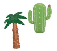 CAXUSD Clip per Asciugamani da Mare Creativa a Forma di Cactus e Albero di Cocco, 2 Pezzi in Plastica Portatili per Balconi e Bagni, Perfette per Un'atmosfera Estiva
