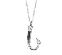 CAXUSD Collana Urna Ricordo in Acciaio Inossidabile 316l Ciondolo a Forma di Amo da Pesca, Gioiello Commemorativo Leggero Unisex per Conservare Ceneri e Ricordi Personali