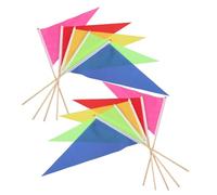 CAXUSD Confezione Da 10 Piccole Bandiere Triangolari Con Asta Di Bambù Bandiere Triangolari Vuote Per Attività Aperto Pubblicità-marcatore Da Giardino Per L'architettura Del Paesaggio