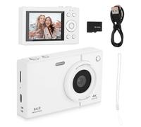 CAXUSD Fotocamera Digitale per Ragazzi Retro Bianca con Zoom e Memoria Compatta Tascabile per Principianti e Studenti per Viaggi e Scatti Quotidiani