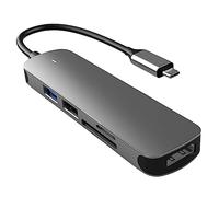CAXUSD Hub Usb Multiporta Tipo-c in Lega Di Alluminio Slot E Uscita Video Per Laptop E Smartphone Supporta Connessione Tv Proiettore E Monitor Spia Luminosa
