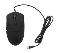 CAXUSD Mouse Cablato USB C Nero con 6 Pulsanti e Retroilluminazione Led, Dpi Regolabili 800/1200/1600/2400, Ergonomico per Laptop e Tablet da Gaming