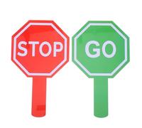 CAXUSD Pagaie Segnali di Stop Portatili per Bambini, Segnali Stradali Bifacciali in Plastica Robusta, Strumenti Educativi per Sicurezza Stradale e Giochi Interattivi in Classe Set 2 Pezzi