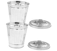CAXUSD Secchio per Rifiuti in Ferro Zincato Coperchio, Set da 2, Mini Contenitore per Spazzatura da Tavolo, Adatto per Scrivania e Ambienti Lavorativi, Design Vintage