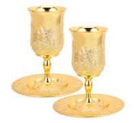 CAXUSD Set 2 Calici Kiddush in Lega di Zinco con Vassoio, Design Vintage Elegante, Accessori per Cerimonie Religiose e Feste Ebraiche, Regalo Particolare per Amanti del Vino