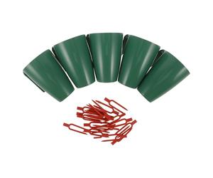 CAXUSD Set 5 Vasi da Fiori in Plastica per Piante da Interno e da Giardino con Fori di Drenaggio, Tazze da Serra per Fragole e Ortaggi con Forca per Piantare, Contenitori Portatili per