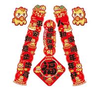 CAXUSD Set 6 Adesivi Murali Distici Capodanno Cinese 2026 Zodiaco Cavallo Striscioni Rosso Fu Decorazione Porta per Festa Primavera Adesivi Staccabili per Atmosfera Festiva